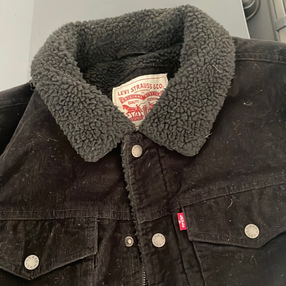 All black Levi’s sheep fur jacket
